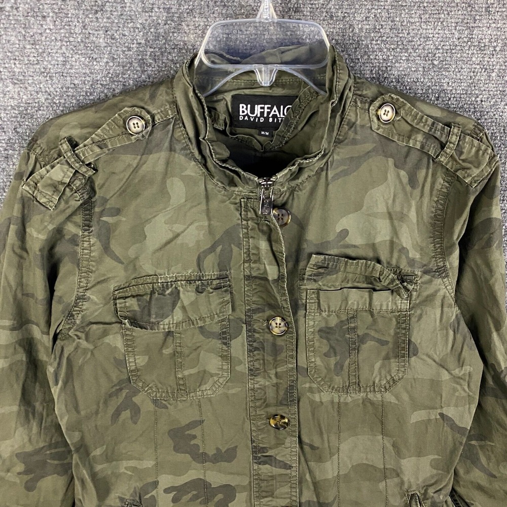 Buffalo‎ David Bitton Military Jacket Women's Medium Camouflage 100% Cotton - Picture 2 of 9